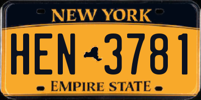 NY license plate HEN3781