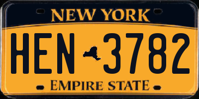 NY license plate HEN3782