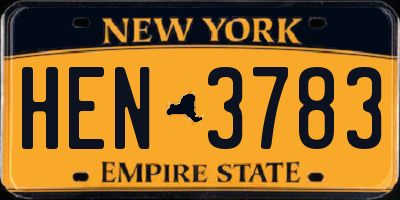 NY license plate HEN3783