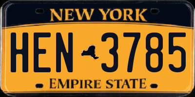 NY license plate HEN3785