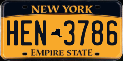 NY license plate HEN3786