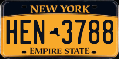 NY license plate HEN3788