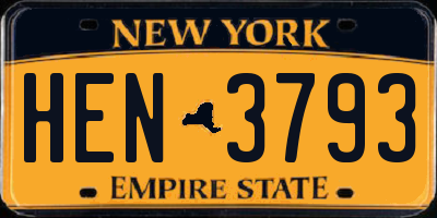 NY license plate HEN3793