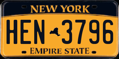 NY license plate HEN3796