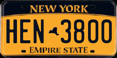 NY license plate HEN3800
