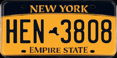 NY license plate HEN3808