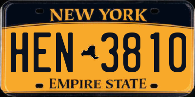 NY license plate HEN3810