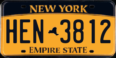 NY license plate HEN3812