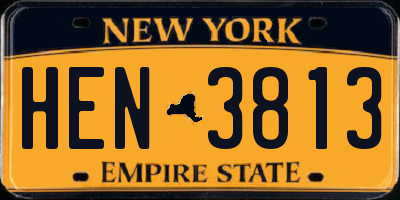 NY license plate HEN3813