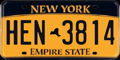 NY license plate HEN3814