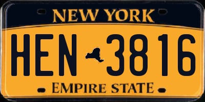 NY license plate HEN3816