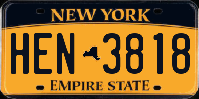 NY license plate HEN3818