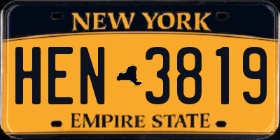 NY license plate HEN3819