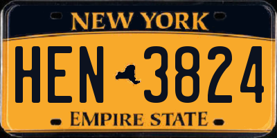 NY license plate HEN3824
