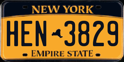 NY license plate HEN3829