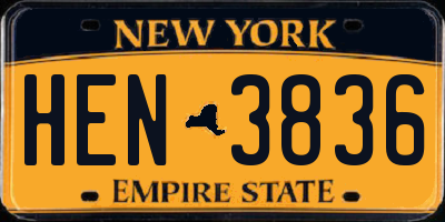 NY license plate HEN3836
