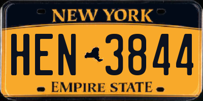 NY license plate HEN3844
