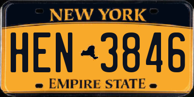 NY license plate HEN3846