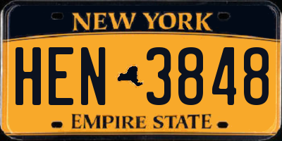 NY license plate HEN3848