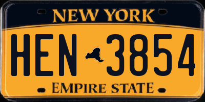 NY license plate HEN3854