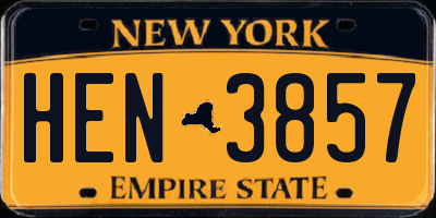 NY license plate HEN3857