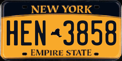 NY license plate HEN3858