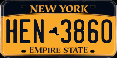 NY license plate HEN3860