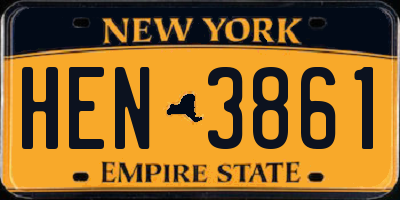 NY license plate HEN3861