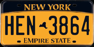 NY license plate HEN3864