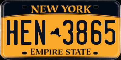 NY license plate HEN3865
