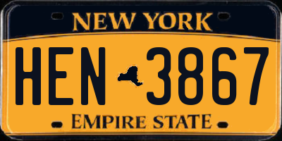 NY license plate HEN3867