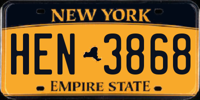 NY license plate HEN3868