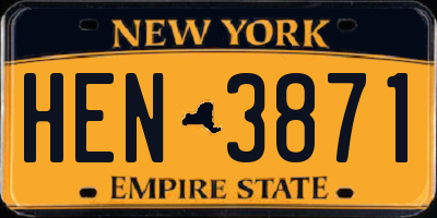 NY license plate HEN3871