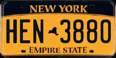 NY license plate HEN3880