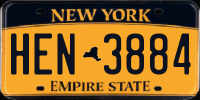 NY license plate HEN3884