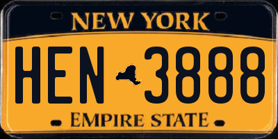NY license plate HEN3888