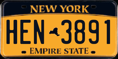NY license plate HEN3891