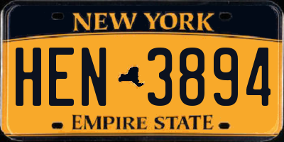 NY license plate HEN3894