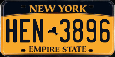 NY license plate HEN3896