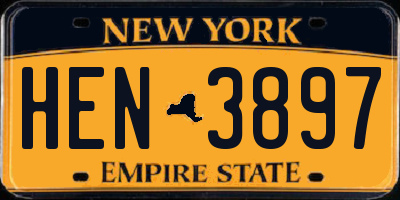 NY license plate HEN3897