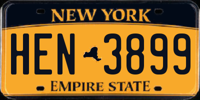 NY license plate HEN3899