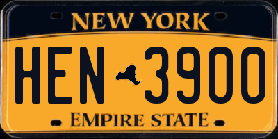 NY license plate HEN3900