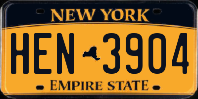 NY license plate HEN3904