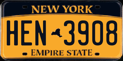 NY license plate HEN3908