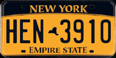 NY license plate HEN3910