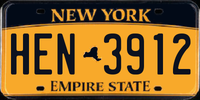 NY license plate HEN3912