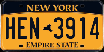 NY license plate HEN3914