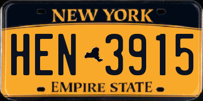 NY license plate HEN3915