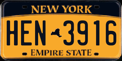 NY license plate HEN3916