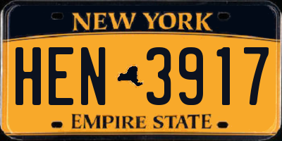 NY license plate HEN3917